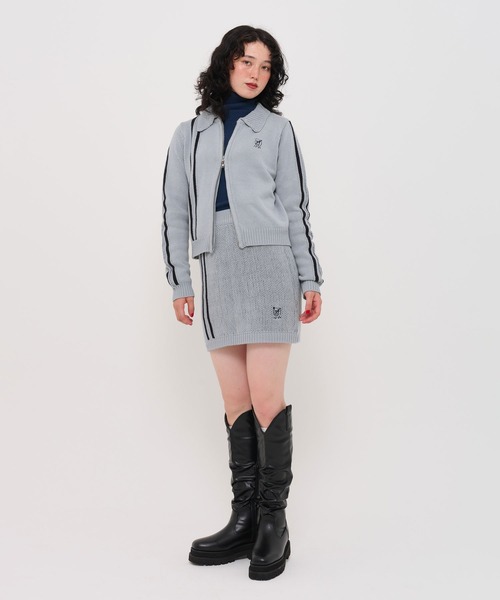 TINA：JOJUN（ティーナジョジュン）の「トラック ニットミニスカート TINA：JOJUN（スカート・レディース・チャコール/ライトブルー・M）」の6枚目の写真