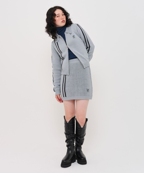 TINA：JOJUN（ティーナジョジュン）の「トラック ニットミニスカート TINA：JOJUN（スカート・レディース・チャコール/ライトブルー・M）」の7枚目の写真