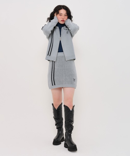 TINA：JOJUN（ティーナジョジュン）の「トラック ニットミニスカート TINA：JOJUN（スカート・レディース・チャコール/ライトブルー・M）」の8枚目の写真