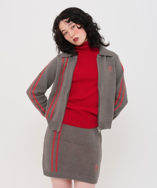 TINA：JOJUN（ティーナジョジュン）の「トラック ニットミニスカート TINA：JOJUN（スカート・レディース・チャコール/ライトブルー・M）」の10枚目の写真