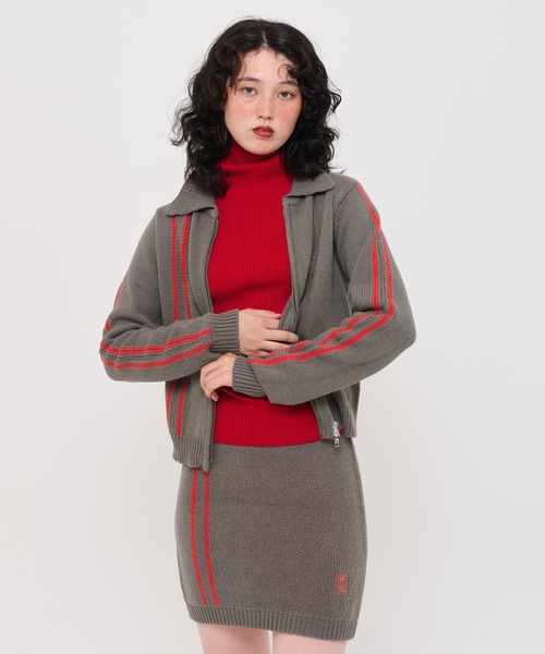 TINA：JOJUN（ティーナジョジュン）の「トラック ニットミニスカート TINA：JOJUN（スカート・レディース・チャコール/ライトブルー・M）」の11枚目の写真