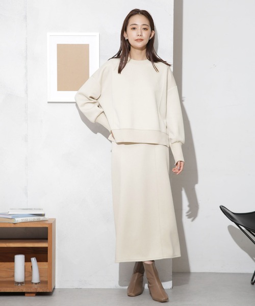 NANO universe（ナノユニバース）の「ボンディングカットワイドシルエットトップス(セットアップ可)（Tシャツ/カットソー・レディース・ブラック/ライトベージュ/ピンク・FREE）」の9枚目の写真