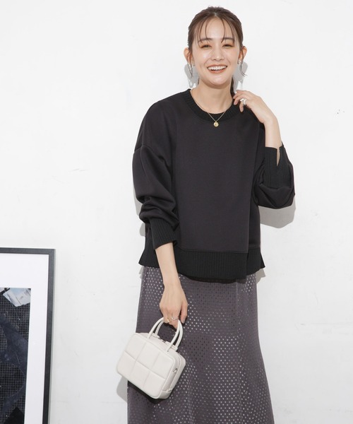 NANO universe（ナノユニバース）の「ボンディングカットワイドシルエットトップス(セットアップ可)（Tシャツ/カットソー・レディース・ブラック/ライトベージュ/ピンク・FREE）」の20枚目の写真