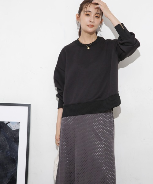 NANO universe（ナノユニバース）の「ボンディングカットワイドシルエットトップス(セットアップ可)（Tシャツ/カットソー・レディース・ブラック/ライトベージュ/ピンク・FREE）」の19枚目の写真