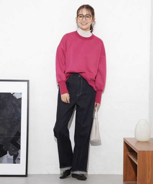 NANO universe（ナノユニバース）の「ボンディングカットワイドシルエットトップス(セットアップ可)（Tシャツ/カットソー・レディース・ブラック/ライトベージュ/ピンク・FREE）」の15枚目の写真