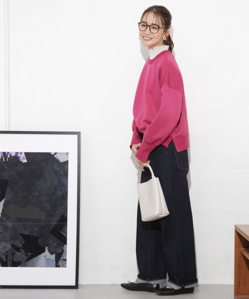 NANO universe（ナノユニバース）の「ボンディングカットワイドシルエットトップス(セットアップ可)（Tシャツ/カットソー・レディース・ブラック/ライトベージュ/ピンク・FREE）」の16枚目の写真