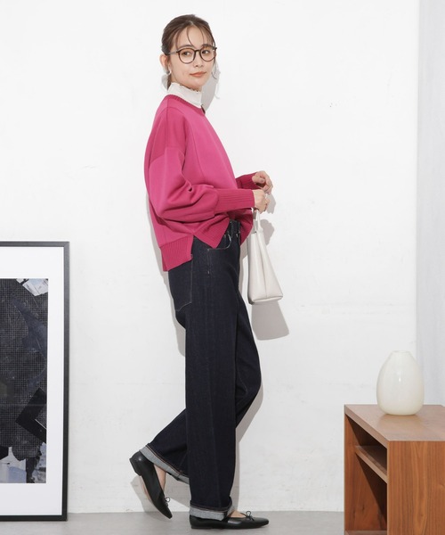 NANO universe（ナノユニバース）の「ボンディングカットワイドシルエットトップス(セットアップ可)（Tシャツ/カットソー・レディース・ブラック/ライトベージュ/ピンク・FREE）」の17枚目の写真