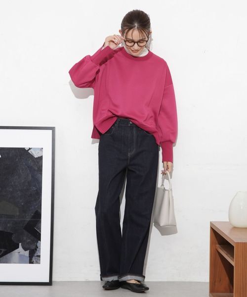 NANO universe（ナノユニバース）の「ボンディングカットワイドシルエットトップス(セットアップ可)（Tシャツ/カットソー・レディース・ブラック/ライトベージュ/ピンク・FREE）」の18枚目の写真