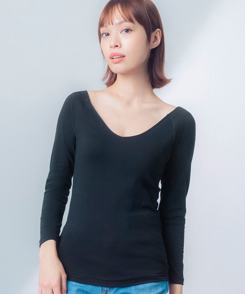 WING（ウイング）の「「綿の贅沢オーガニック」あったかインナー　8分袖（インナーウェア/肌着・レディース・ブラック/ベージュ・LL/L/M）」の12枚目の写真