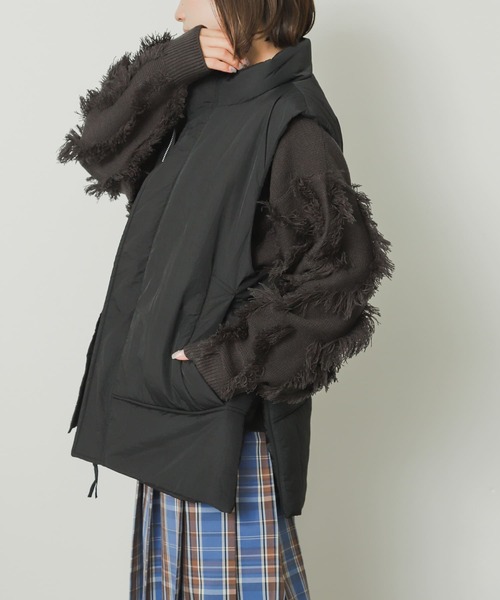 SENSE OF PLACE by URBAN RESEARCH（センスオブプレイスバイアーバンリサーチ）の「スタンドカラーパフベスト（ダウンベスト・レディース・アイボリー/ブラック・ONE）」の13枚目の写真