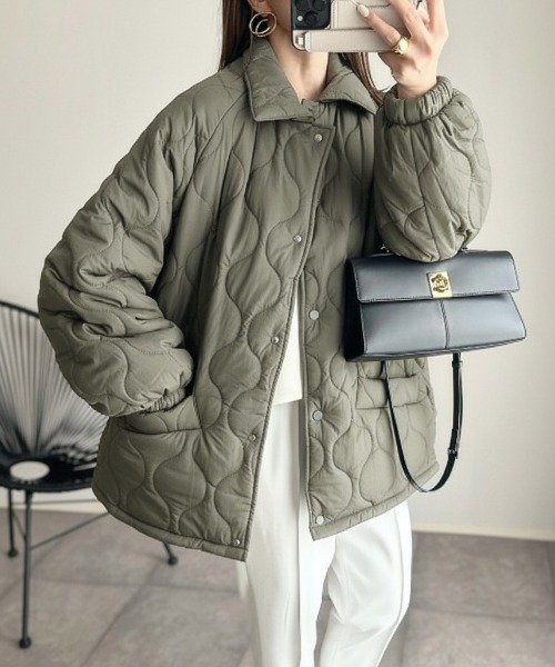 セール】軽く羽織れるあったかもこもこ裏地◎ ステンカラー 中綿