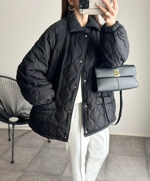 セール】軽く羽織れるあったかもこもこ裏地◎ ステンカラー 中綿