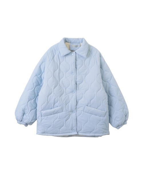 Ada.(エイダ)の「軽く羽織れるあったかもこもこ裏地◎ ステンカラー 中綿 キルティング パファージャケット(ブルゾン・レディース・ブラック/ライトブルー/ベージュ/オフホワイト/カーキ・L/M)」の11枚目の写真