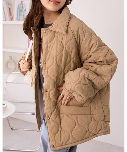 専用♡F8. BEIGE, 【WEB限定 ◆EIGERキルティングジャケット】 セール】軽く羽織れるあったかもこもこ裏地◎ ステンカラー 中綿