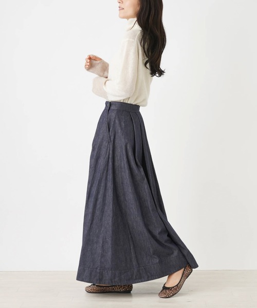 YANUK(ヤヌーク)の「【YANUK】デニムロングフレアスカート(スカート・レディース・ダークネイビー・2)」の4枚目の写真