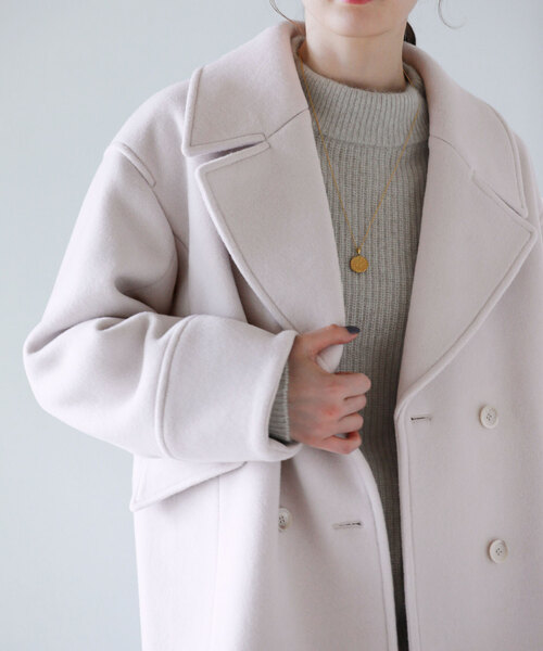 La TOTALITE（ラトータリテ）の「ダブルビーバーPコート（ピーコート・レディース・ネイビー/アイボリー/キャメル・36/38）」の8枚目の写真