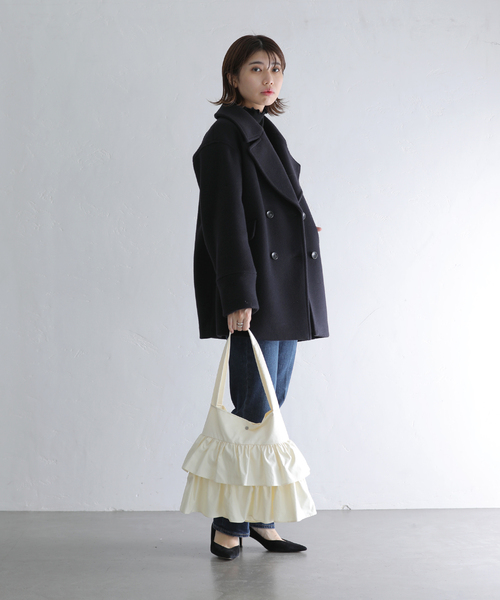 La TOTALITE（ラトータリテ）の「ダブルビーバーPコート（ピーコート・レディース・ネイビー/アイボリー/キャメル・36/38）」の11枚目の写真