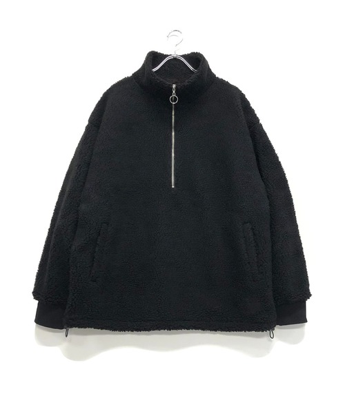 eftyus（エフティウス）の「ゆるもこボア × リング ハーフジップ スタンドカラーブルゾン（ブルゾン・メンズ・ブラック/カーキ/グリーン/ベージュ/モカ・L/LL/M）」の22枚目の写真