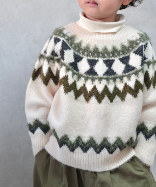 CIAOPANIC TYPY（チャオパニックティピー）の「【WEB限定カラー】【KIDS】ノルディックフェザーヤーン２WAYクルーネックカーディガン（カーディガン/ボレロ・キッズ・アイボリー/グレー/ネイビー・M/L/XL/XXL/S）」の2枚目の写真