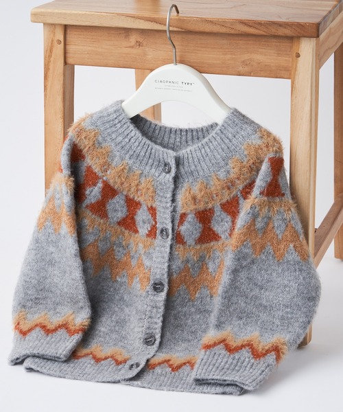 CIAOPANIC TYPY（チャオパニックティピー）の「【WEB限定カラー】【KIDS】ノルディックフェザーヤーン２WAYクルーネックカーディガン（カーディガン/ボレロ・キッズ・アイボリー/グレー/ネイビー・M/L/XL/XXL/S）」の7枚目の写真