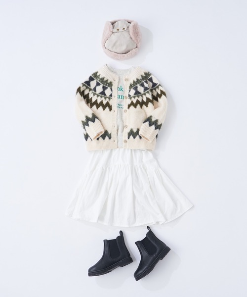 CIAOPANIC TYPY（チャオパニックティピー）の「【WEB限定カラー】【KIDS】ノルディックフェザーヤーン２WAYクルーネックカーディガン（カーディガン/ボレロ・キッズ・アイボリー/グレー/ネイビー・M/L/XL/XXL/S）」の4枚目の写真