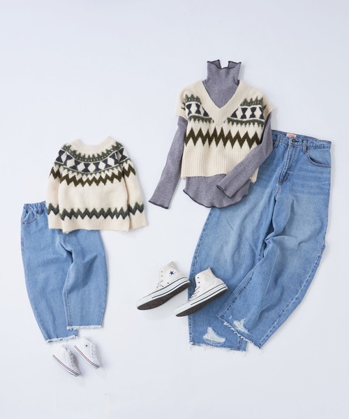 CIAOPANIC TYPY（チャオパニックティピー）の「【WEB限定カラー】【KIDS】ノルディックフェザーヤーン２WAYクルーネックカーディガン（カーディガン/ボレロ・キッズ・アイボリー/グレー/ネイビー・M/L/XL/XXL/S）」の12枚目の写真