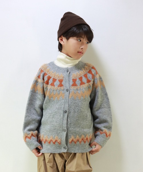 CIAOPANIC TYPY（チャオパニックティピー）の「【WEB限定カラー】【KIDS】ノルディックフェザーヤーン２WAYクルーネックカーディガン（カーディガン/ボレロ・キッズ・アイボリー/グレー/ネイビー・M/L/XL/XXL/S）」の22枚目の写真