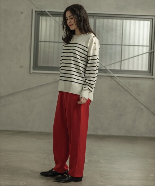 OPAQUE.CLIP（オペークドットクリップ）の「◆≪6color≫ ボタンショルダーニットプルオーバー【洗濯機洗い可／抗ピリング】（ニット/セーター・レディース・ホワイト系/グレー/グリーン/ブルー系その他/ホワイト系その他3/オレンジ・38/36/40/42/34）」の18枚目の写真