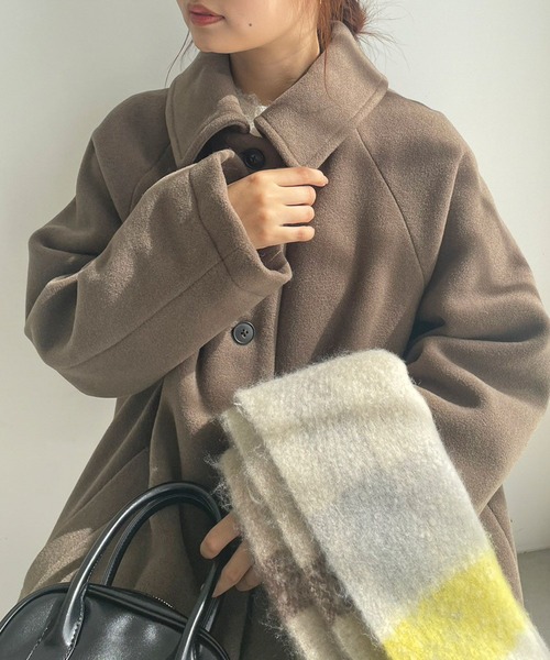 LOWRYS FARM(ローリーズファーム)の「メリノウールステンコート 906737(ノーカラーコート・レディース・ブラウン/ブラック/ブラウン系その他・FREE)」の8枚目の写真