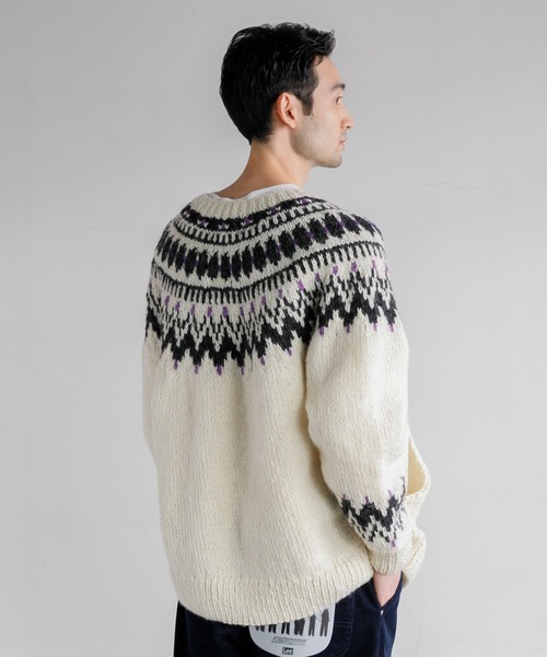 アメリカンラグシー　ノルディッククルーネックニット　ハンドメイド　ウール100 AMERICAN RAG CIE（アメリカンラグシー）の「ノルディッククルーネック