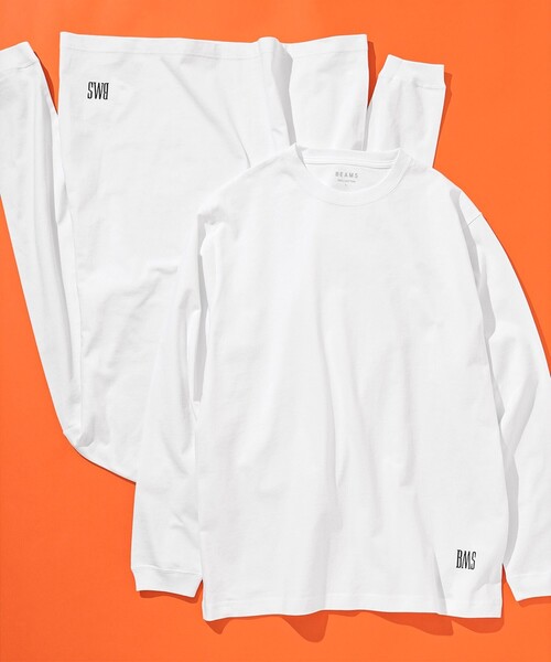 S／ベーシック ロングスリーブ カットソー　ホワイト BEAMS / BMSロゴ ベーシック ロングスリーブ Tシャツ（Tシャツ