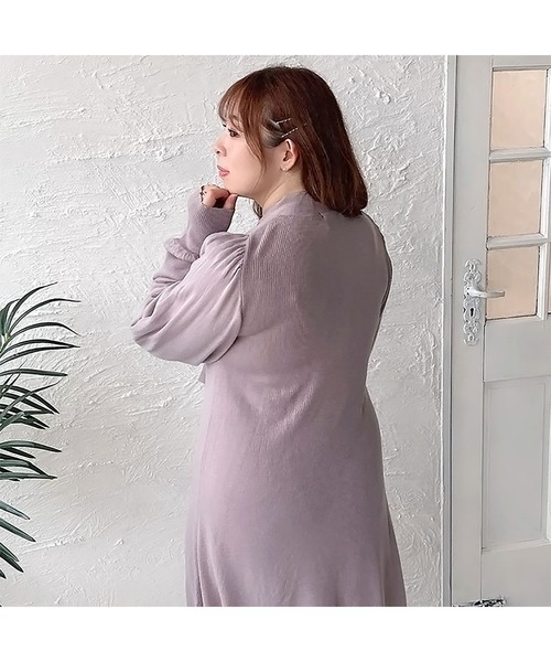 GOLDJAPAN（ゴールドジャパン）の「ボウタイニットワンピース【大きいサイズ対応】（ワンピース・レディース・ダークパープル/ブラック・4L/LL/5L/3L）」の11枚目の写真