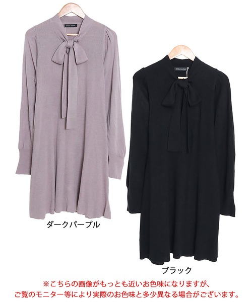GOLDJAPAN（ゴールドジャパン）の「ボウタイニットワンピース【大きいサイズ対応】（ワンピース・レディース・ダークパープル/ブラック・4L/LL/5L/3L）」の18枚目の写真