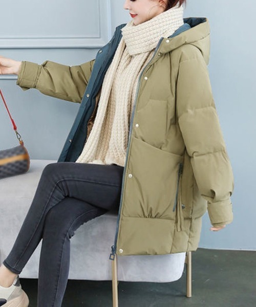 Miniministore(ミニミニストア)の「フェイクダウンコート中綿ジャケット韓国風(ダウンジャケット/コート・レディース・ブルーグリーン/ブラック/アイボリー/カーキ/ミント/ベージュ・L)」の16枚目の写真