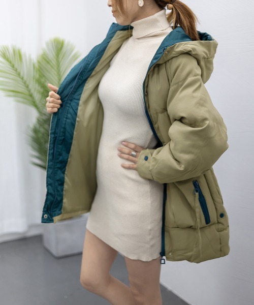 Miniministore(ミニミニストア)の「フェイクダウンコート中綿ジャケット韓国風(ダウンジャケット/コート・レディース・ブルーグリーン/ブラック/アイボリー/カーキ/ミント/ベージュ・L)」の18枚目の写真