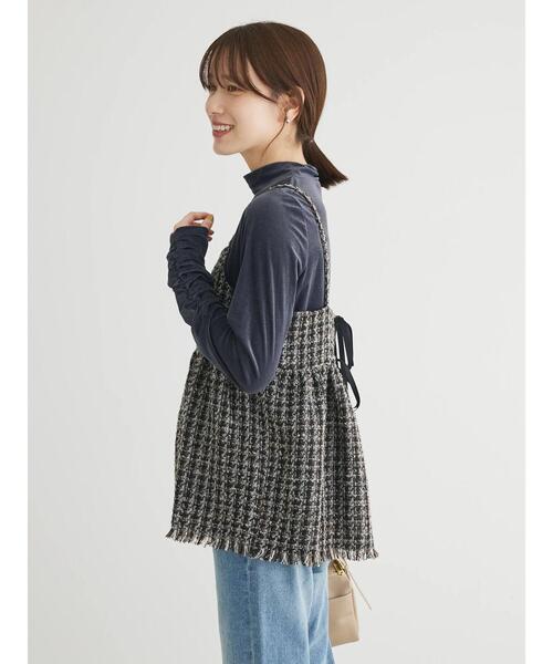 ELENCARE DUE（エレンカーレデュエ）の「・ELENCARE　DUE　ツイードバックリボンキャミ（インナーウェア/肌着・レディース・ブラウン/ブラック/グリーン・FREE）」の12枚目の写真