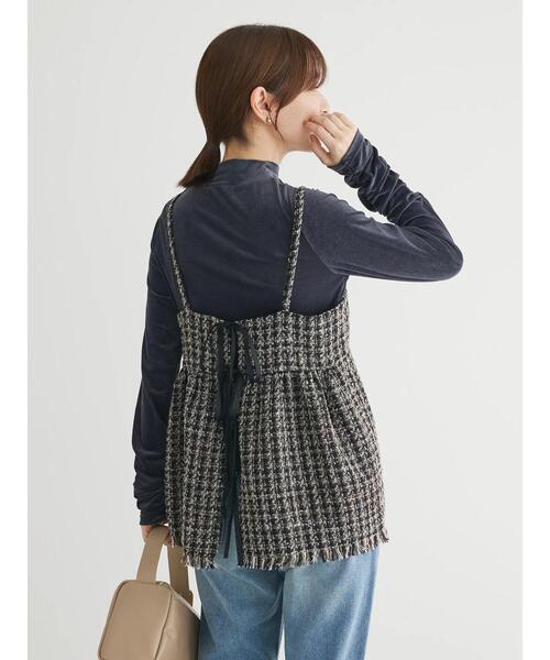 ELENCARE DUE（エレンカーレデュエ）の「・ELENCARE　DUE　ツイードバックリボンキャミ（インナーウェア/肌着・レディース・ブラウン/ブラック/グリーン・FREE）」の13枚目の写真