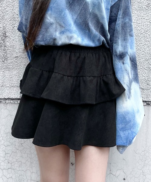 Figments（フィグメンツ）の「コーデュロイフリルマイクロミニスカート（スカート・レディース・ブラック/ベージュ・FREE）」の2枚目の写真