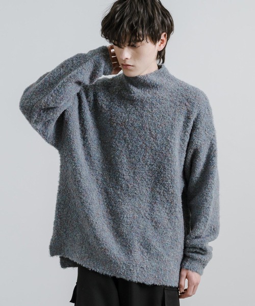 Rocky Monroe(ロッキーモンロー)の「オーバーサイズループヤーンハーフネックニット(ニット/セーター・メンズ・グレイッシュベージュ/ブラック/ブルー/ブラウン/グレー/ナチュラル・M/L)」の6枚目の写真