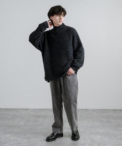 Rocky Monroe(ロッキーモンロー)の「オーバーサイズループヤーンハーフネックニット(ニット/セーター・メンズ・グレイッシュベージュ/ブラック/ブルー/ブラウン/グレー/ナチュラル・M/L)」の9枚目の写真