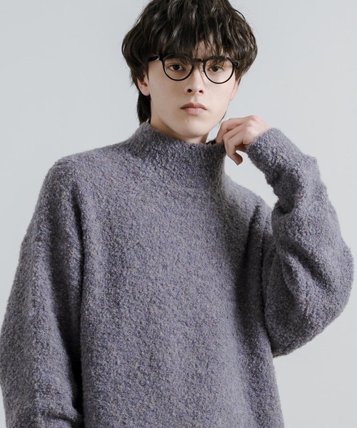 Rocky Monroe(ロッキーモンロー)の「オーバーサイズループヤーンハーフネックニット(ニット/セーター・メンズ・グレイッシュベージュ/ブラック/ブルー/ブラウン/グレー/ナチュラル・M/L)」の12枚目の写真