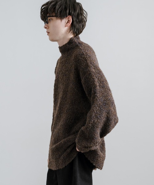 Rocky Monroe(ロッキーモンロー)の「オーバーサイズループヤーンハーフネックニット(ニット/セーター・メンズ・グレイッシュベージュ/ブラック/ブルー/ブラウン/グレー/ナチュラル・M/L)」の14枚目の写真