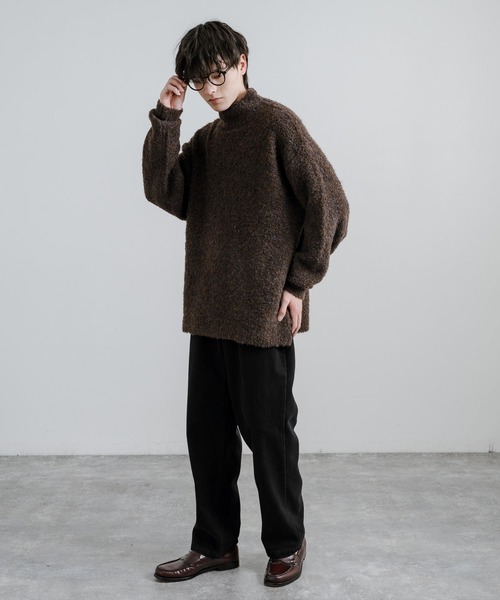 Rocky Monroe(ロッキーモンロー)の「オーバーサイズループヤーンハーフネックニット(ニット/セーター・メンズ・グレイッシュベージュ/ブラック/ブルー/ブラウン/グレー/ナチュラル・M/L)」の15枚目の写真
