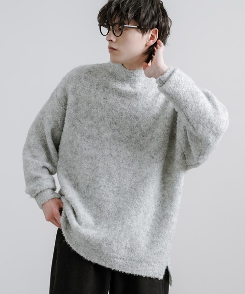 Rocky Monroe(ロッキーモンロー)の「オーバーサイズループヤーンハーフネックニット(ニット/セーター・メンズ・グレイッシュベージュ/ブラック/ブルー/ブラウン/グレー/ナチュラル・M/L)」の16枚目の写真