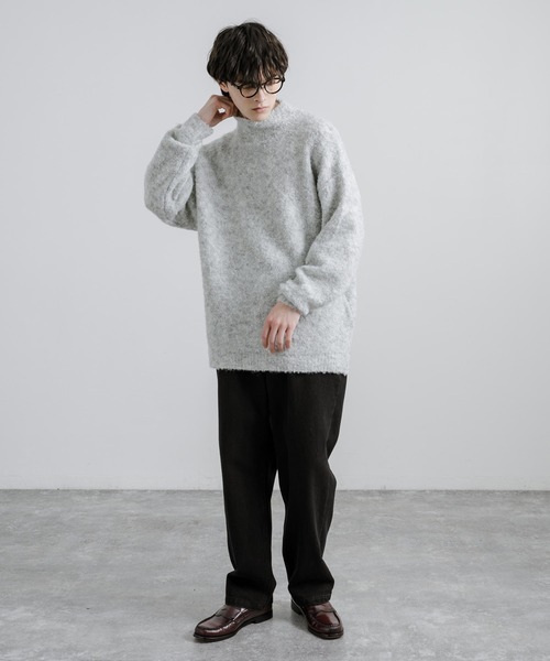 Rocky Monroe(ロッキーモンロー)の「オーバーサイズループヤーンハーフネックニット(ニット/セーター・メンズ・グレイッシュベージュ/ブラック/ブルー/ブラウン/グレー/ナチュラル・M/L)」の17枚目の写真