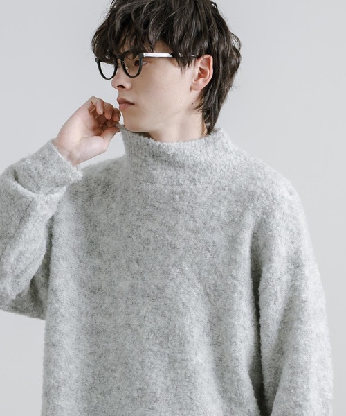 Rocky Monroe(ロッキーモンロー)の「オーバーサイズループヤーンハーフネックニット(ニット/セーター・メンズ・グレイッシュベージュ/ブラック/ブルー/ブラウン/グレー/ナチュラル・M/L)」の18枚目の写真