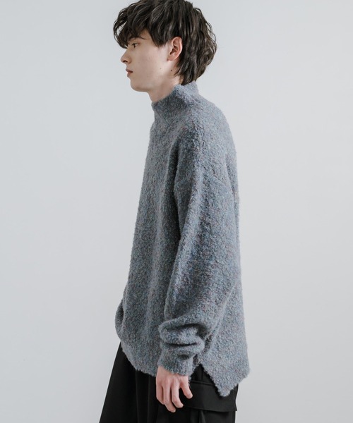 Rocky Monroe(ロッキーモンロー)の「オーバーサイズループヤーンハーフネックニット(ニット/セーター・メンズ・グレイッシュベージュ/ブラック/ブルー/ブラウン/グレー/ナチュラル・M/L)」の22枚目の写真