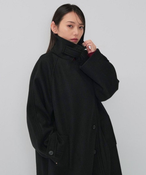Enewd nina(エニュードニーナ)の「【ZOZO限定】スタンドカラー ウールコート(ダウンジャケット/コート・レディース・ブラック/ダークベージュ・FREE)」の2枚目の写真