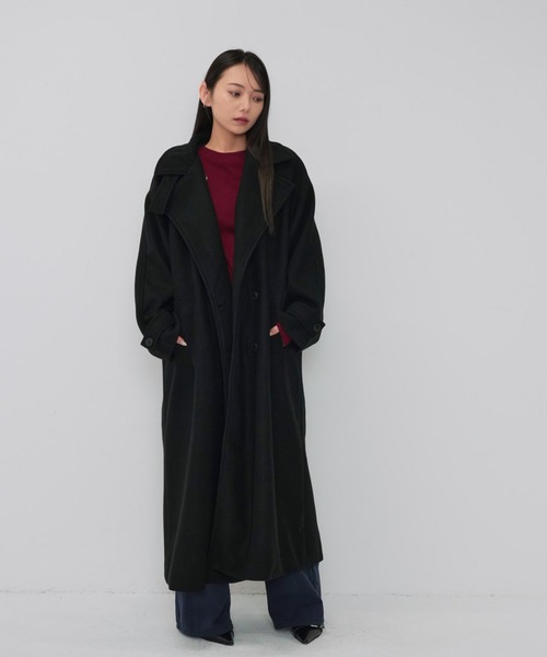 Enewd nina(エニュードニーナ)の「【ZOZO限定】スタンドカラー ウールコート(ダウンジャケット/コート・レディース・ブラック/ダークベージュ・FREE)」の9枚目の写真