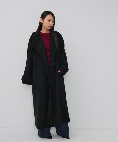 Enewd nina(エニュードニーナ)の「【ZOZO限定】スタンドカラー ウールコート(ダウンジャケット/コート・レディース・ブラック/ダークベージュ・FREE)」の10枚目の写真